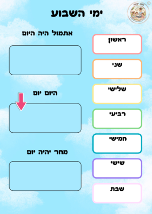 עותק של עותק של Introduction to 2D Shapes Maths Worksheet Bundle in Colourful Cartoon Style לוח ימי השבוע עם מספרים